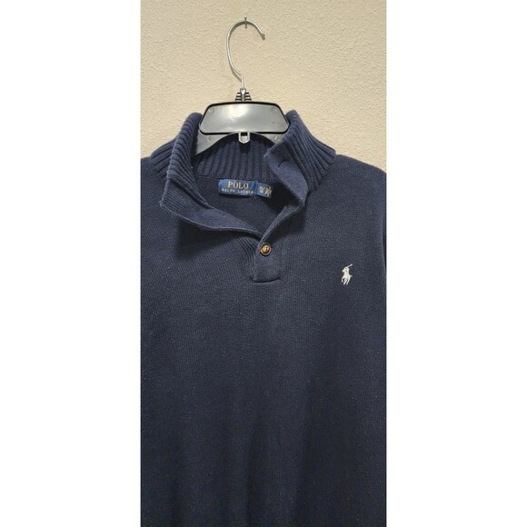 Ralph Lauren Polo Sweater Mens XL Shale Blue Mock Neck Long Sleeve Preppy Button - Picture 4 of 7